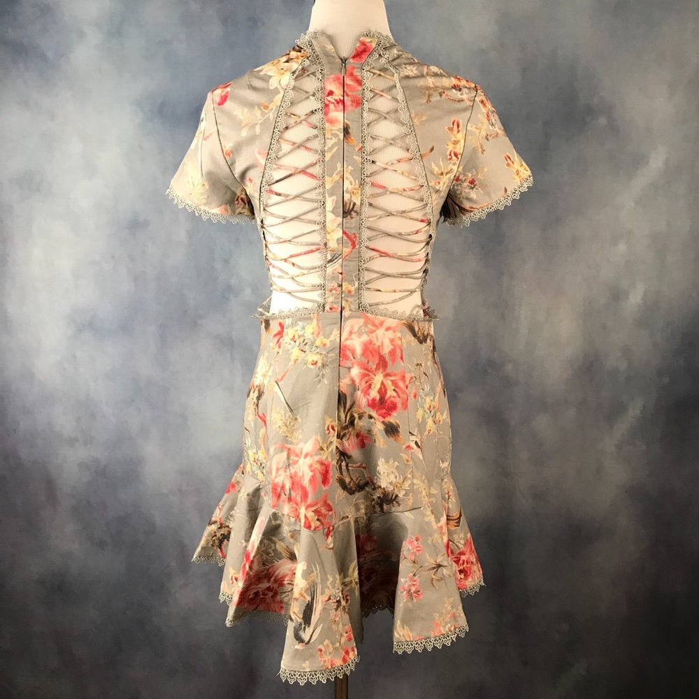 Mercer Flutter Cutout Back Floral Print Dress Blue - Picture 5 of 6
